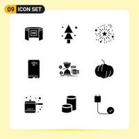 9 Creative Icons Modern Signs and Symbols of camera mobile tree smart phone thanks day Editable Vector Design Elements