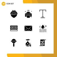 Modern Set of 9 Solid Glyphs Pictograph of message note font currency money Editable Vector Design Elements