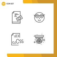 4 Universal Filledline Flat Colors Set for Web and Mobile Applications pass user pad emoji css Editable Vector Design Elements