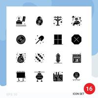 16 User Interface Solid Glyph Pack of modern Signs and Symbols of disk cd egg hand business startup Editable Vector Design Elements