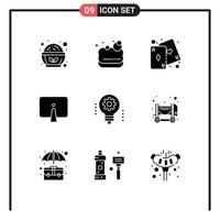 Pack of 9 creative Solid Glyphs of artificial intelligence monitor fun imac computer Editable Vector Design Elements