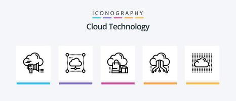 Cloud Technology Line 5 Icon Pack Including share. cloud. secure. share. network. Creative Icons Design vector