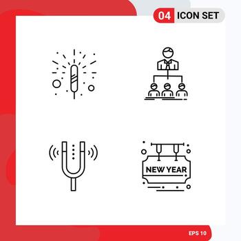 4 4 usuario interfaz línea paquete de moderno señales y símbolos de petardo tenedor equipo grupo tono editable vector diseño elementos