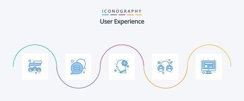 usuario experiencia azul 5 5 icono paquete incluso computadora. usuario. cerebro. pruebas. diseño vector