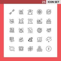 25 User Interface Line Pack of modern Signs and Symbols of support global cooking communication snack Editable Vector Design Elements