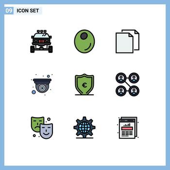 pictograma conjunto de 9 9 sencillo línea de relleno plano colores de dinero web Copiar diseño leva editable vector diseño elementos