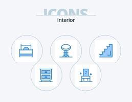 interior azul icono paquete 5 5 icono diseño. nivel. piso. mobiliario. heces. mueble vector