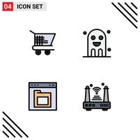 Stock Vector Icon Pack of 4 Line Signs and Symbols for cart document celebration ghost folder Editable Vector Design Elements