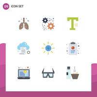 Set of 9 Modern UI Icons Symbols Signs for brightness cloud type document file Editable Vector Design Elements