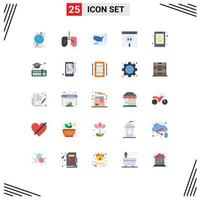 Pack of 25 Modern Flat Colors Signs and Symbols for Web Print Media such as email development states develop browser Editable Vector Design Elements