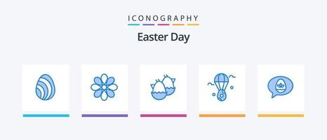 Easter Blue 5 Icon Pack Including chat. bloon. plant. ear. nature. Creative Icons Design vector