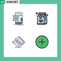 Pack of 4 creative Filledline Flat Colors of api board development box circuit Editable Vector Design Elements