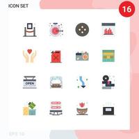 16 Universal Flat Color Signs Symbols of heart care sew user communication Editable Pack of Creative Vector Design Elements