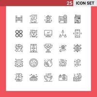 Pictogram Set of 25 Simple Lines of media real estate hot drink location kitchen Editable Vector Design Elements