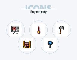 Ingenieria línea lleno icono paquete 5 5 icono diseño. ajuste. construcción. construcción. edificio. mapa vector