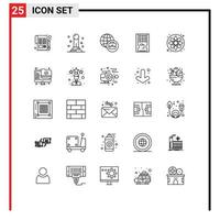 Modern Set of 25 Lines Pictograph of archive laboratory international business atom solid Editable Vector Design Elements