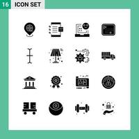 Pack of 16 creative Solid Glyphs of cursor direction route bad point error Editable Vector Design Elements