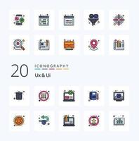 20 Ux And Ui Line Filled Color icon Pack like screen check development account portfolio vector