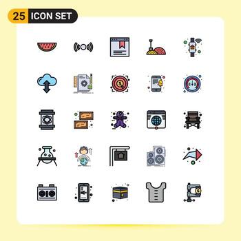 25 usuario interfaz lleno línea plano color paquete de moderno señales y símbolos de controlar acceso ux herramientas construcción editable vector diseño elementos