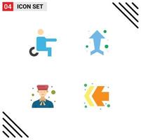 4 Universal Flat Icons Set for Web and Mobile Applications disabled bell wheelchair up people Editable Vector Design Elements