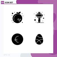 Group of 4 Solid Glyphs Signs and Symbols for chinese finance year irish decoration Editable Vector Design Elements