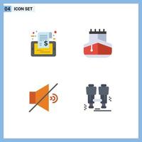 Pictogram Set of 4 Simple Flat Icons of label mute sale transport volume Editable Vector Design Elements