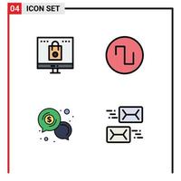 4 Creative Icons Modern Signs and Symbols of bag cash shop square communication Editable Vector Design Elements