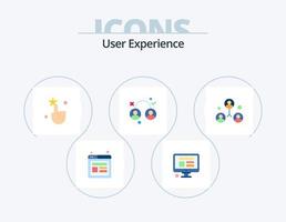 User Experience Flat Icon Pack 5 Icon Design. team. group. interface. social media. testing vector