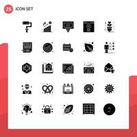 25 Thematic Vector Solid Glyphs and Editable Symbols of plant lifestyle award website block Editable Vector Design Elements