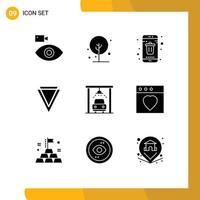 Modern Set of 9 Solid Glyphs and symbols such as crypto currency coin nature verge mobile Editable Vector Design Elements