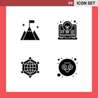 Universal Icon Symbols Group of 4 Modern Solid Glyphs of mountain analytics interface idea server Editable Vector Design Elements