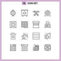 Editable Vector Line Pack of 16 Simple Outlines of gadgets objective ceremony goal goal Editable Vector Design Elements