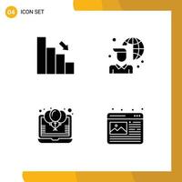 4 Creative Icons Modern Signs and Symbols of bar balloon down internet connectivity offer Editable Vector Design Elements