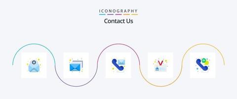 Contact Us Flat 5 Icon Pack Including user. identification. envelop. id. send vector