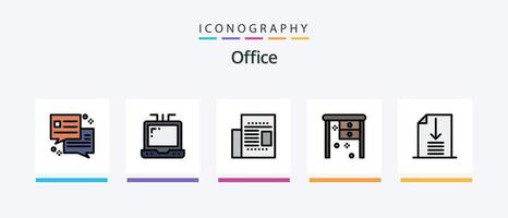 Office Line Filled 5 Icon Pack Including . office. calculator. Creative Icons Design vector