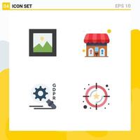 Set of 4 Commercial Flat Icons pack for finance security gallery wc service Editable Vector Design Elements