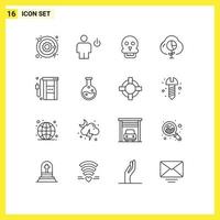 Mobile Interface Outline Set of 16 Pictograms of investment economy standby data man Editable Vector Design Elements