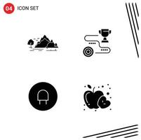 Set of 4 Commercial Solid Glyphs pack for hill win mountain target electric Editable Vector Design Elements