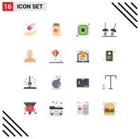 Set of 16 Modern UI Icons Symbols Signs for user girl cpu avatar sabre Editable Pack of Creative Vector Design Elements