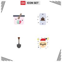 Modern Set of 4 Flat Icons and symbols such as basket tool easter cake digging Editable Vector Design Elements