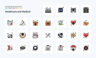 25 Medical Line Filled Style icon pack vector