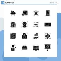 Pack of 16 creative Solid Glyphs of charge calculate success house construction Editable Vector Design Elements