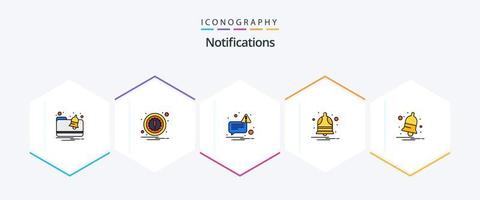 Notifications 25 FilledLine icon pack including . notify. sent. notification. alarm vector