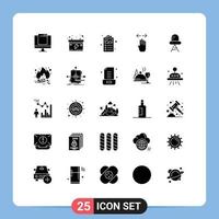 Solid Glyph Pack of 25 Universal Symbols of diode left ad finger four Editable Vector Design Elements