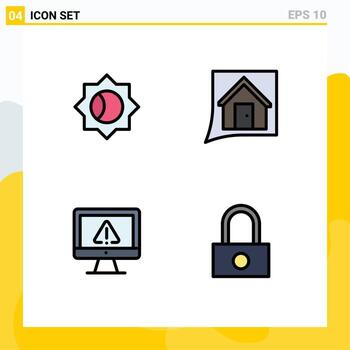 4 Universal Filledline Flat Color Signs Symbols of basic data contact convo internet Editable Vector Design Elements