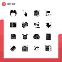 Group of 16 Solid Glyphs Signs and Symbols for patrick flag gestures festival search Editable Vector Design Elements