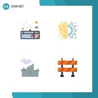 Set of 4 Modern UI Icons Symbols Signs for computer factory connection gear landscape Editable Vector Design Elements