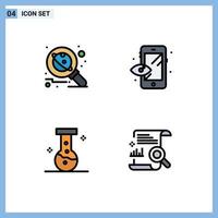 Stock Vector Icon Pack of 4 Line Signs and Symbols for astronomy lab science process chart Editable Vector Design Elements