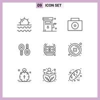 Modern Set of 9 Outlines and symbols such as dollar computing power sign research Editable Vector Design Elements