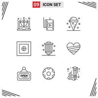 Mobile Interface Outline Set of 9 Pictograms of design safe cream money sweet Editable Vector Design Elements